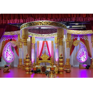 Conjunto de Mandap Decorativo para Bodas Indias, Estilo Vintage Moderno y Elegante, Fabricado en Fibra de Vidrio, Tamaño y Color Personalizables, Fácil de Montar - Product Image 1