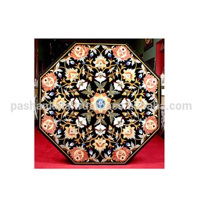 Flor de mármol negra con incrustaciones para mesa de centro - Product Image 1