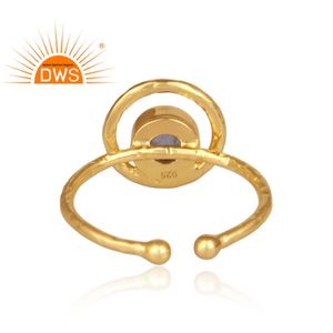 Labradorite Gemstone Bezel Setting Wedding <b>Ring</b> Handmade 18K Gold Plated 925 Sterling <b>Silver</b> <b>Statement</b> <b>Ring</b> Jewelry Wholesaler - Product Image 4