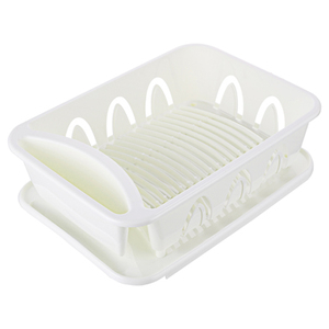 Escurridor de Platos y Rejilla de Secado de Plástico para Cocina Moderna en Blanco/Gris - Product Image 4