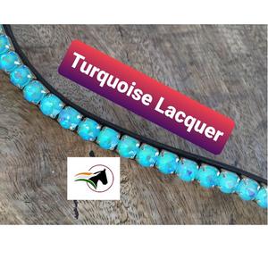 Bandeau en pierre laquée turquoise de 8 mm avec fermeture à crochets et boucles, produits équestres en cuir anglais de qualité supérieure - Product Image 4