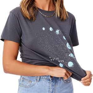 เสื้อยืดคอลเลคชั่นฤดูร้อน ผ้าเดนิมเจอร์ซีย์รักษ์โลก คอทรงโอ แต่งรูและกระดุม 100% ผ้าฝ้าย สำหรับเด็กผู้หญิงและนักเรียน - Product Image 1
