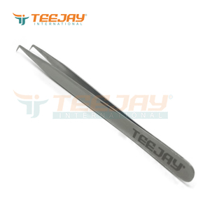 Pince à épiler pour Volume et Isolation des cils, en argent poli, outil professionnel, 14cm, 45 degrés - Product Image 5