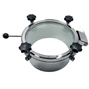 음식 급료 스테인리스 SS304 압력 Manway 양조 탱크 광경을 가진 둥근 맨홀 덮개 유리 - Product Image 1