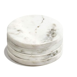 Assortiment de sous-verres en pierre de marbre, 5 pièces, sous-verre polis avec support pour utilisation à la main - Product Image 1