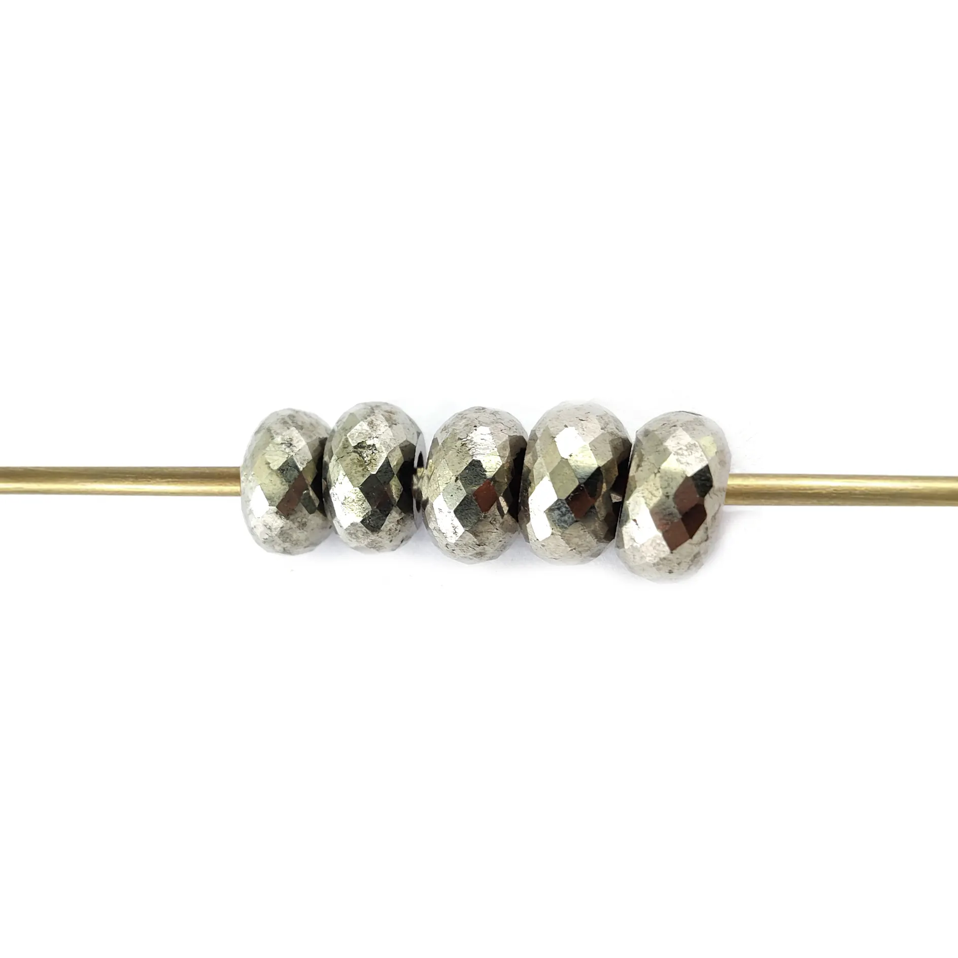 Natural Pyrite Rondelle Faceted 14x8mm Gemstone European Charm Loose Beads