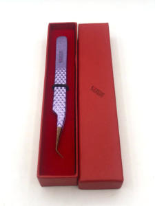 Professionnel meilleur 45 degrés paillettes violet poudre revêtement Rose or pointe en acier inoxydable Extension de cils pince à épiler outils de beauté - Product Image 2