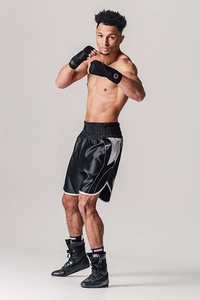 Black and <b>Silver</b> MMA <b>Short</b> Factory Wholesale Plain Stretchy Fight Mma Kick Boxing Muay Thai Martial Arts Fight <b>Shorts</b> - Product Image 2