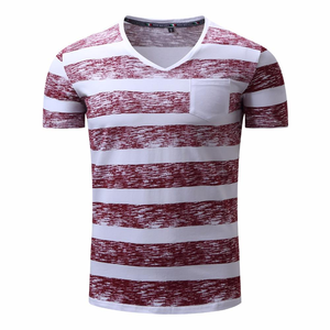 Camiseta con cuello en V para hombre, camisa 100% de algodón con impresión personalizada de logotipo personalizado, 100% de algodón - Product Image 3