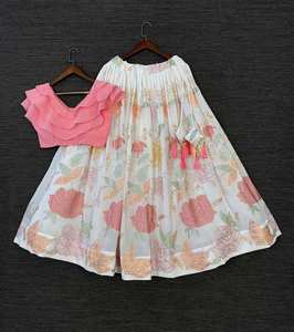 Fantaisie Georgette séquence fil travail Lehenga Choli Dupatta semi-cousu fête porter vêtement ethnique indien pakistanais vêtements - Product Image 2