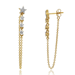 Luxury fine jewelry gold plated <b>earring</b> 925 sterling silver CZ gemstone <b>long</b> chain drop <b>earring</b> wedding party gift <b>earrings</b> - Product Image 1