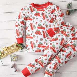 Custom Kids Clothing ODM/OEM Christmas <b>Car</b> Baby Girls Sleepwear Set 100% Cotton Winter Wear OEKO-TEX Certified Flame Retardant - Product Image 2