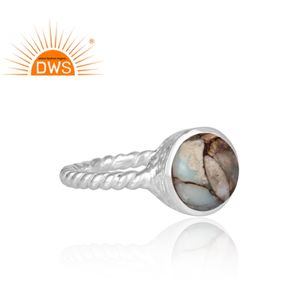 แหวนแต่งงานประดับโอปอลโมฮาวีธรรมชาติทรงเบเซล เงินแท้ 925 ผู้ผลิตและผู้ค้าส่งเครื่องประดับชั้นดี - Product Image 3