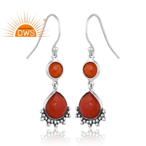 Oxidized 925 Sterling Silver Natural Red <b>Onyx</b> Gemstone Dangle <b>Earring</b> Jewelry For Women Gift For Her - Product Image 2