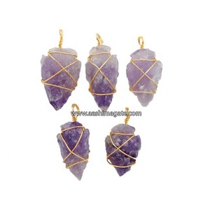 Mode féminine fait à la main améthyste pointe de flèche pendentif pierre précieuse fil enveloppé Quartz avec Style Feng Shui pour collier Style mascotte - Product Image 2
