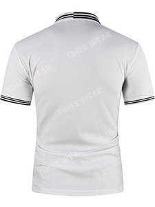 Polo de verano para hombre de alta calidad 100% algodón antiarrugas patrón sólido Jersey tela Color bloque Patchwork cuello Polo - Product Image 3