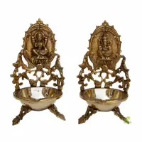 Латунная Лампа Diyas для Pooja - Laxmi Ganesh diya - Deepak для Puja Aarti-масляная лампа с античным покрытием