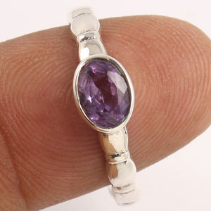 Anillo clásico de Plata de Ley 925, piedra preciosa de amatista púrpura de alta calidad, joyería de corte facetado ovalado para regalo de boda, aniversarios - Product Image 2