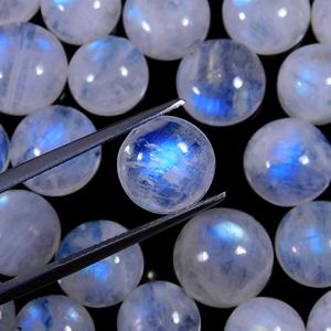 Cabujones de piedra lunar de arco iris, cabujón de Esmeralda colombiana, cuentas de piedras preciosas naturales, piedra suelta natural de 25mm - Product Image 3