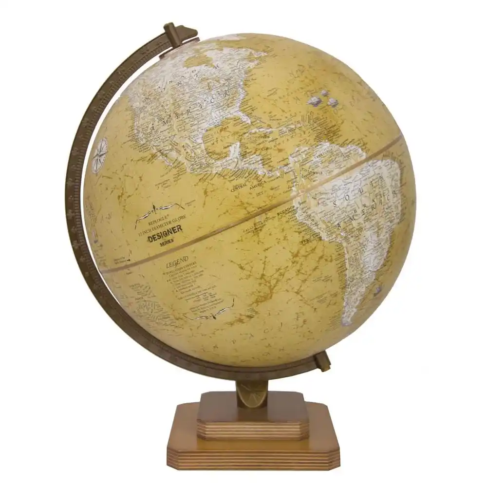 High Quality Globe Maps And Globes Wooden Stand Geographic Teaching World Map Table Top Home Decoration Clear Bright Printing