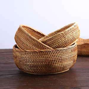 Nhà Máy Tùy Chỉnh Bộ 3 <span class=keywords><strong>Wicker</strong></span> Lưu Trữ Giỏ Nhỏ Và Lớn Tổ Chức Đóng Mở Rơm Mây Thiết Kế Giá Rẻ Giá - Product Image 4