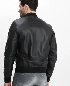 2022 yeni toptan özel tasarım Slim Fit hakiki motosiklet kuzu derisi deri ceket erkekler