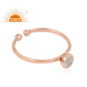 Bague en pierre précieuse naturelle de calcédoine, prix d'usine, Design Simple, plaqué or Rose, argent, vente en gros - Product Image 2