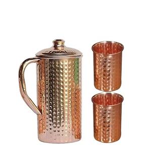 Best Quality Handmade Copper <b>Jug</b> for Best Design 2 Glass Piece Copper <b>Drinking</b> and Serving <b>Jug</b> for Top Selling Product - Product Image 1