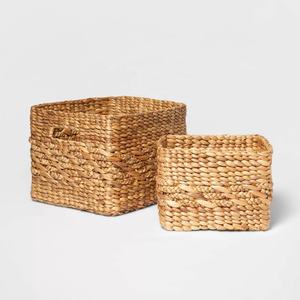 Hand Woven Water Hyacinth <b>square</b> Storage <b>Baskets</b> Organizer Natural Hyacinth Clothing Toy Storage Made From Vietnam - Product Image 1