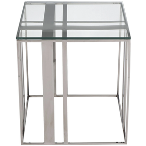 Modern Square Side <b>Table</b> with Toughened Glass Top and Shiny Brass Finished <b>Cheap</b> Steel Base for Home Hotel Restaurant Usage - Product Image 6