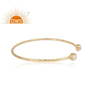 Pulsera de Plata de Ley 925 con Baño de Oro y Perlas Naturales, Último Modelo 2026, para Mujer, Fabricante de Joyería - Product Image 2