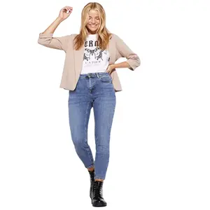 Alta calidad mujer vaqueros Petite azul mediados aumento India Super Skinny Jeans