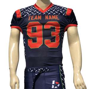 Uniforme de football américain de couleur unie de haute qualité 100% Polyester à manches courtes imprimé Design grande taille équipe - Product Image 2