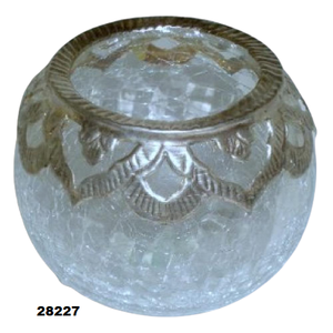 Photophore rond en laiton gaufré et verre pour la décoration d'éclairage de maison et de mariage pour la saison de Noël - Product Image 1