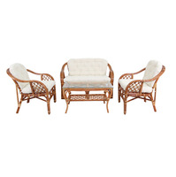 Ensemble de canapés réglables en rotin et osier Cognac Marcos, style moderne, pour salon et salle à manger