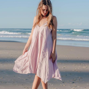 Light Pink Asymmetrical V-Neck Sleeveless Chiffon Midi Sundress <b>Loose</b> Fit Breathable Solid Formal <b>Summer</b> <b>Dress</b> - Product Image 1