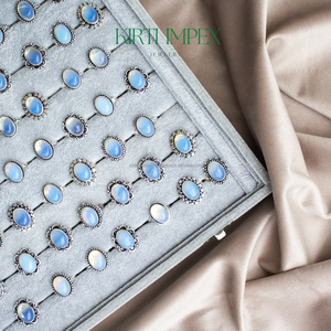 Bagues en opale et strass, larges et épaisses, en cristal, bijoux pour femmes, vente en gros, tailles US assorties 5-11 - Product Image 4