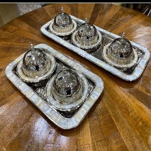 Juego de 2 tazones para servir con bandeja, cuenco decorativo de latón de diseño moderno, Color plateado, para restaurante, Hotel - Product Image 5