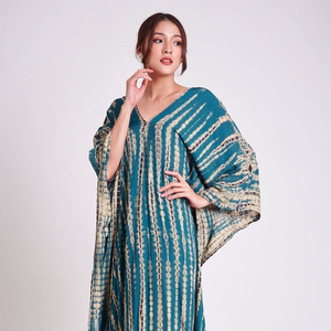 2022 nueva venta al por mayor verano Tie Dye Floral Kaftan Sexy negro hasta el suelo Vestido de playa para mujeres largo cubrir - Product Image 1