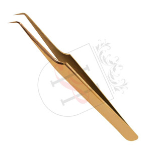 ปากคีบทองคำ6มม. แบบตรง,แหนบต่อขนตาเพิ่มวอลลุ่มทองคำสแตนเลสสตีลฉลากส่วนตัวเส้นผ่าศูนย์กลาง45deg มม. - Product Image 2