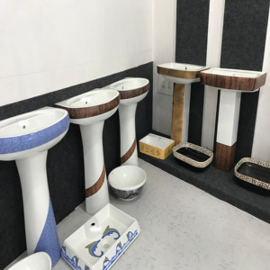 Nouveau design 2023 : Lavabo sur pied en céramique monobloc moderne avec double chasse automatique pour salle de bain - Product Image 4