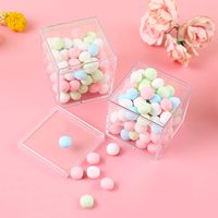 Boîte de rangement en plastique carrée en acrylique avec couvercles, contenants transparents, boîte cadeau avec ruban pailleté