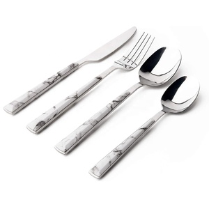2022ร้อนขาย18/10พระราชหินอ่อนดูจับเรซินชุด Flatware ออกแบบจัดการชุดช้อนส้อมสำหรับงานแต่งงานและพรรค