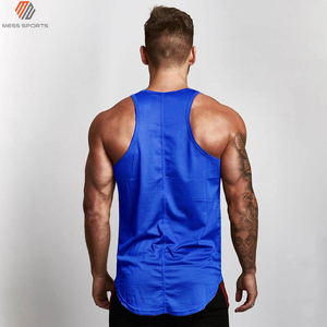 Men's <b>Blue</b> <b>Mesh</b> Tank <b>Top</b> O-Neck Breathable Casual Sleeveless Vest Solid Color Knitted Fit - Product Image 3