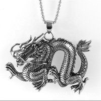 High quality men's gothic style stainless steel casting jewelry necklace gold dragon pendant