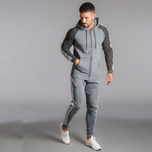 Offre Spéciale Hommes Zipper Survêtement Nouveau Style Slim Fit Polyester Tissu Jogging Costume Panneau Conception Personnalisée XL Taille Uni Noir Logo - Product Image 2