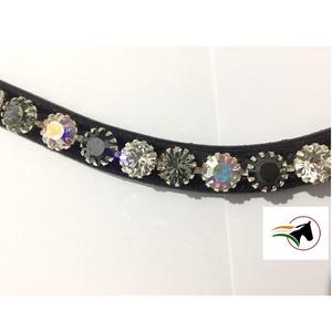 Lujo moda ecuestre 8 mm negro claro gris AB cristales frente banda con espalda abierta cinta adhesiva en bucle para productos de caballo - Product Image 2