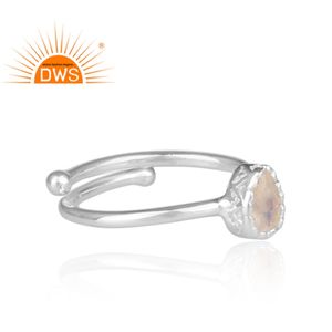 Anillo de plata de primera ley con piedra lunar para mujer, sortija, plata esterlina, arco iris - Product Image 3