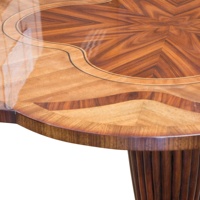Table à manger ronde en bois massif d'acajou, style traditionnel antique, avec plateau en placage, mobilier haut de gamme pour cuisine, maison et hôtel