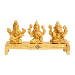 Singhasan에 ganesh ji laxmi ji saraswati ji의 인도 예술 별장 금관 악기 동상 세트-도매